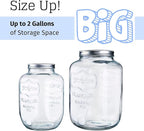 Diamond Star 2 Gallons Mason Jar with Aluminum Lids, Large Glass Wide Mouth Canning Food Storage Containers for Kitchen Canning Cereal, Pasta, Sugar, Beans, Spice, Preserves, Dog Treat