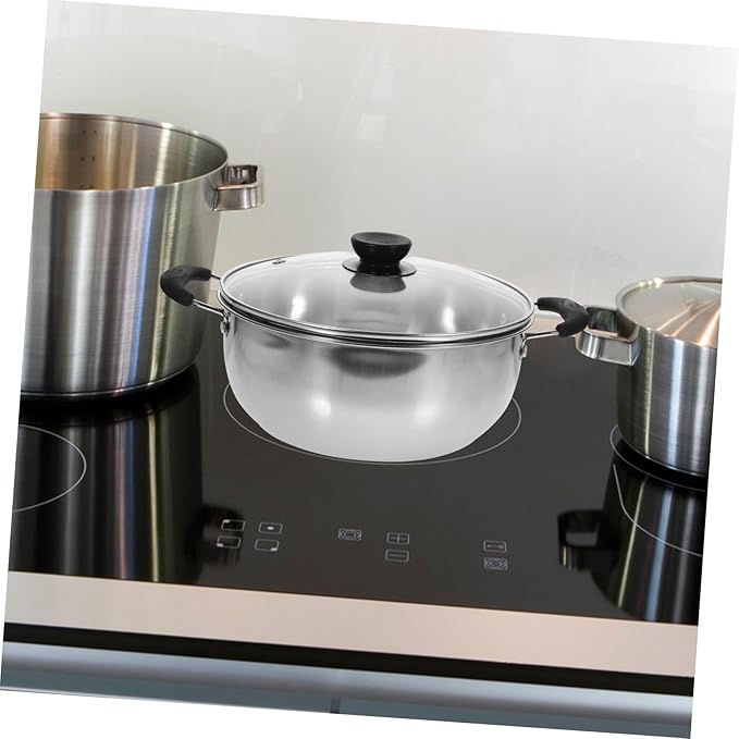 PRETYZOOM 1pc Stainless Steel Steamer Pot Versatile Stockpot for Soup Boiling Rustproof Kitchen Cookware Easy to Clean Capacity for Delicacies for Home Cooking Random Style