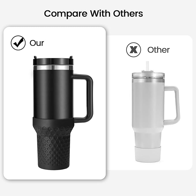 Silicone Boot for Stanley, Cup Bottom Protector Sleeve Accessories for Stanley Quencher H2.0 FlowState Tumbler 40oz / Adventure Quencher Tumbler 40oz (Black)
