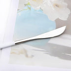 White Silver 24Pcs Flatware Set With Stand, Lightweight Dinnerware Set Stainless Steel Cutlery With White handles For Home Kitchen Wedding Party And Daily Use,Service For 6, Mirror Polish