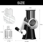Cambom Rotary Cheese Grater Hand Crank Cheese Shredder for Fresh Cheese, Vegetable, Nuts,Non-slip Suction Base, Free Cleaning Brush Three Blades, Black