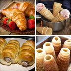 Guowall Cream Horn Mold, Stainless Steel Ice Cream Cone and Tubular Shaped Reusable Pastry Mould for Baking, DIY Tool for Cannoli Tubes Croissant Baking Brioche Rolls (20pcs)
