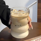 2 Pcs Drinking Glasses with Bamboo Lids and Glass Straw 14oz Glassware Set,Cocktail Glasses,Iced Coffee Glasses,Beer Glasses,Ideal for Water,Soda,Tea,Gift - with Cleaning Brushe