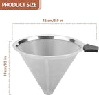 2 Pack Coffee Filters Compatible with Chemex (6, 8, 10 cup) and Hario V60 02 and 03 drippers, Pour Over Coffee Filters- Reusable and Permanent Coffee Cone Dripper