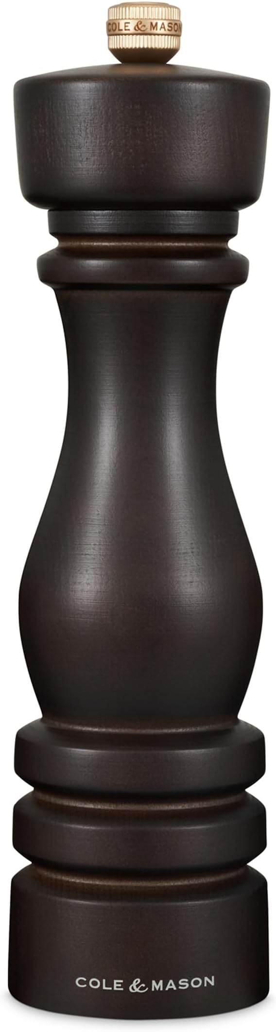 Cole & Mason London Refillable Spice Mill - Kitchen & Home Accessory - Table Black Pepper Grinder - Pepper Mill with Carbon Steel Mechanism - 8", Chocolate Wood