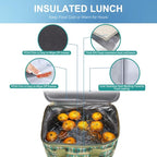 Iknoe Large Cooler Bag Collapsible 24 Can, Insulated Bags Leakproof Lunch Cooler Tote with Multi-Pockets for Adult, Insulated Lunch Box for Beach, Picnic, Work Khaki Lattice