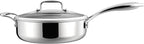 2.8 QT 5-Ply Stainless Steel Saute Pan with Lid, Compatible with All Cooktops, Dishwasher Safe