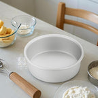 CURTA 7 Inch Round Cake Pan, 7x3 inch 2 Set Anodized Aluminum Round Baking Pan, Small Cake Pan Non-Toxic & Heavy Duty, Deep Side, Easy Clean & Dishwasher Safe