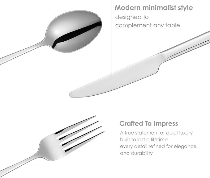 Oxford Silverware Set, 30 Piece Forged Flatware Set Cutlery Stainless Steel, Service for 6, for Kitchen, Home, Wedding, Party, Mirror Polished Dishwasher Safe