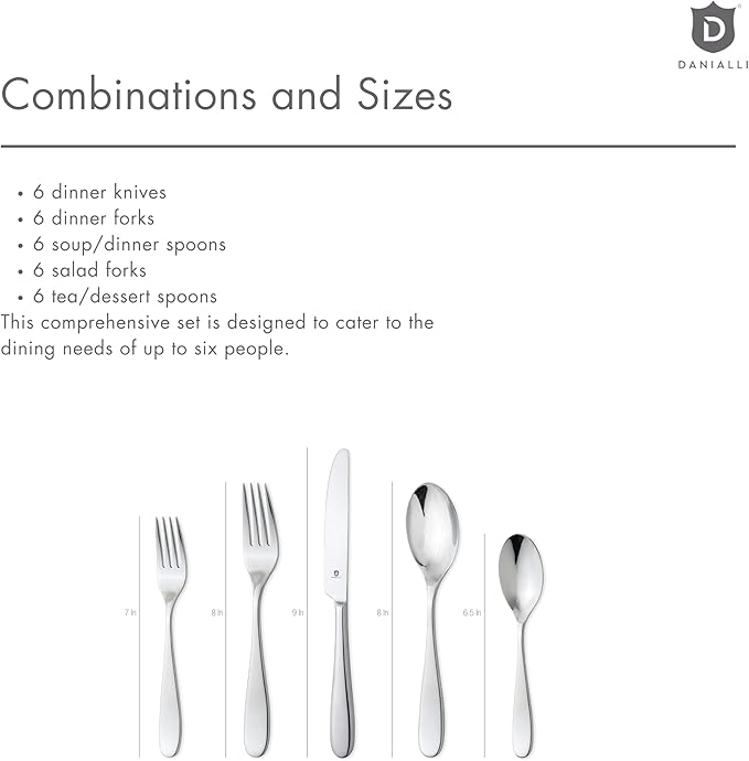 Silverware Set for 6 – 18/10 Stainless Steel Flatware, Mirror Finish, Dishwasher Safe, Durable and Balanced Utensils, Modern Tableware (30-Piece Set, Fidenza)