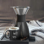 asobu Insulated Pour Over Coffee Maker (32 oz.) Double-Wall Vacuum, Stainless-Steel Filter and Take on the Go Carafe (Midnight Marble)