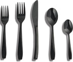 Black 20 Piece Silverware Set,Stainless Steel Flatware Set for 4,18/0 Rust-Proof Cutlery Set with Forks & Spoons,Mirror Polished Dishwasher Safe - Heavy Duty Tableware for Home & Dining