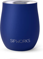 Sipworks Insulated Whiskey Tumbler - 8 oz Stainless Steel Bourbon Lowball Tumbler with Double Walled Vacuum Insulation - Spill Resistant Cocktail Nosing Glass Mug | Travel & Parties - Azure