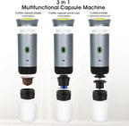 Espresso Portable 3-in-1 Capsule Coffee Maker with 7500mAh Battery, 120ml Cup Capacity, 50+ Extractions, Fast Heating & Waterproof Design【silvery】