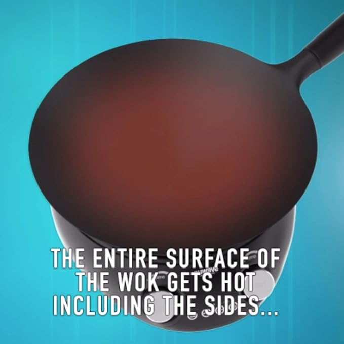 Nuwave Mosaic Induction Wok, Temp Control 100°F-575°F in 5°F, Wok Hei, Infuse Charred Aroma & Flavor, 14-inch Carbon Steel Wok, 8pc Bamboo Accessories