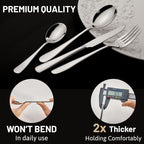 16 Piece Heavy Duty Silverware Set with Steak Knives for 4, Stainless Steel Cutlery Set, Modern Flatware Set, Utensils Set for Home, Dorms, Resturant, Cafes, Mirror Polished and Dishwasher Safe