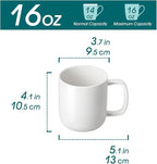 vancasso Porcelain Coffee Mugs Set, 16 oz Ceramic Coffee Cups for Americano Hot Tea Iced Coffee Cold Brew Cocoa Milk Mugs Set of 6, Dishwasher & Microwave Safe, White