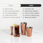 A Bar Above Cocktail Shaker Set, 4-Piece Professional Bartender Kit with Boston Shaker, Strainer, Jigger, and Bar Spoon, Stainless Steel Bar Accessories for Craft Cocktails, Black