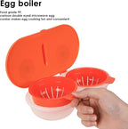 Cartoon Dual-Eye Microwave Egg Steamer, Food-Grade Egg White Separator, Steaming Plate, Fun Kitchen Gadget, Orange