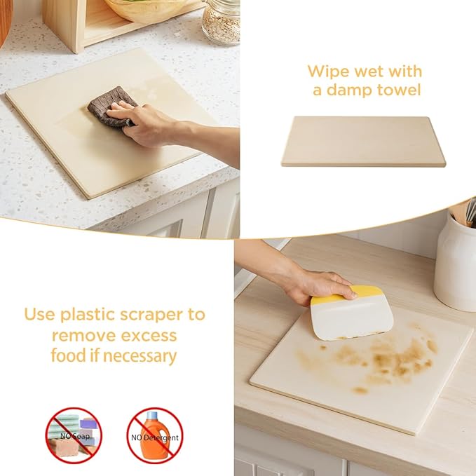 Pizza Stone for Oven and Grill, Heavy Duty Cordierite Baking Pan, Square Baking Stone for Bread, Cookie, 15x15 Inch
