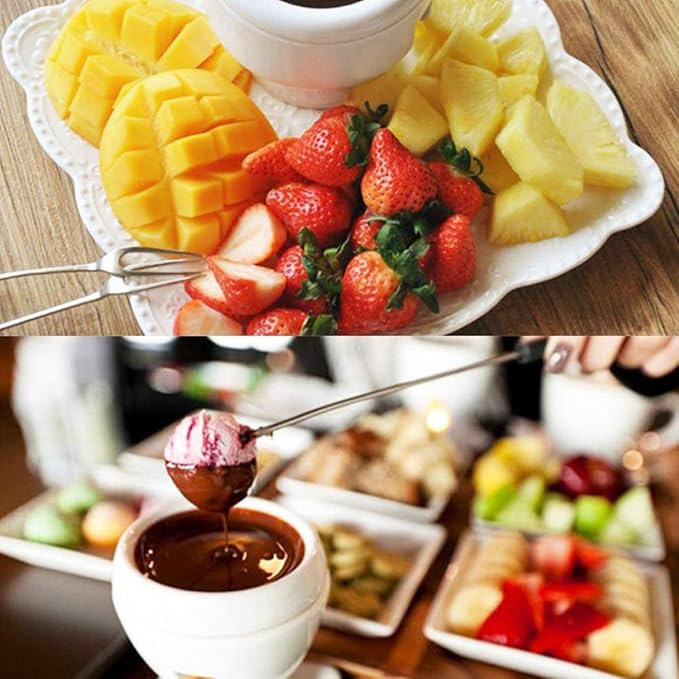 XATDOMESD 12 PCS Stainless Steel Fondue Forks, Heat Resistant Multicolor Coding Handle, 6 Colors x 2 Set, 9.5 Inch