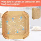 BYKITCHEN Square Air Fryer Liners for 2 to 5 Qt, Set of 100, 8 Inch Perforated Small Air Fryer Parchment Paper, Mini Air Fryer Filters for Basket, Compatible with Chefman, Instant Vortex, Dash & More