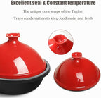 Enameled Cast Iron Tagine Pot - Nonstick Moroccan Casserole Dish for Stews and Slow Cooking - Durable Ceramic Cookware for Home Use