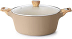 SENSARTE Ceramic Nonstick Stock Pot with Lid, 2.6/4.5/6.6/8.5 QT Soup Pot Casserole Pot, Non-toxic Healthy Pasta Pot, Large Cooking Pot Stew Pot, Induction Compatible, PFOA PFAS PTFE Free, Taupe