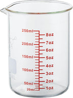 High Borosilicate Glass Measuring Cup-V-Shaped Spout,250ml(8OZ) Glass Measuring Beaker for Kitchen or Restaurant, Easy to Read