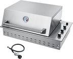 34-Inch Premium Built-In Liquid Propane Griddle for Outdoor Kitchen, 3-Burner Heavy Duty Stainless Steel Flat Top Grill with Lid, 48,000 BTUs, Large Cooking Area for BBQ Island, Outdoor Cooking,Silver
