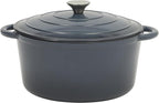Gibson Home Addlestone 7 Qt Enameled Cast Iron Dutch Oven Pot with Lid – Round, Oven Safe to 500°F, Ideal for Bread Baking & Stews - Gradient Navy Blue