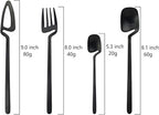 JASHII Silverware Set Satin Finish 24-Piece Stainless Steel Flatware Set Kitchen Utensil Set Service for 6 Tableware Cutlery Set Dishwasher Safe (Matte Black)