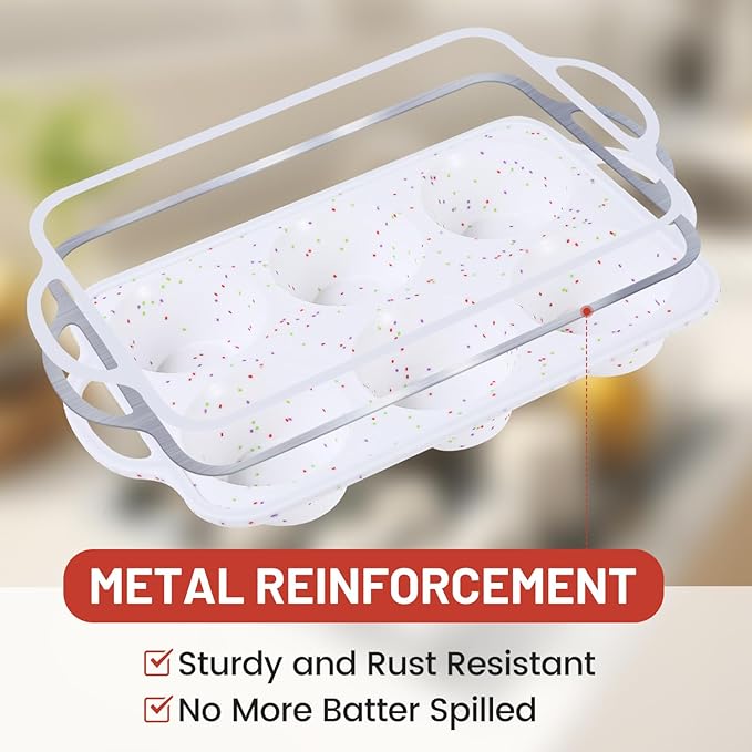 CAKETIME Large Muffin Pan, Metal Reinforced Frame 3.5 Inch Jumbo Silicone Muffin Pan Nonstick 6 Cups for Baking Jumbo Muffin, Frittatas, Jumbo Cupcakes 2 Pack