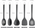 Silicone Kitchen Cooking Utensils Set: MOACC Heat Resistant 13inch Long Kitchen Gadgets, BPA Free Non Stick Rubber Cook Accessories For Food Prep, Frying, Serving, Basting (Dark Grey)