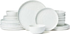 Famiware Mars Plates and Bowls Set, 18 Pieces Dinnerware Sets, Dishes Set for 6, White