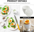 4Pcs Microwave Egg Cookers Poacher Cups with Lid, Pp Material, 3.74X2.55 Inch, White, for Quick and Healthy Breakfast, Mini Egg Cooking Tool