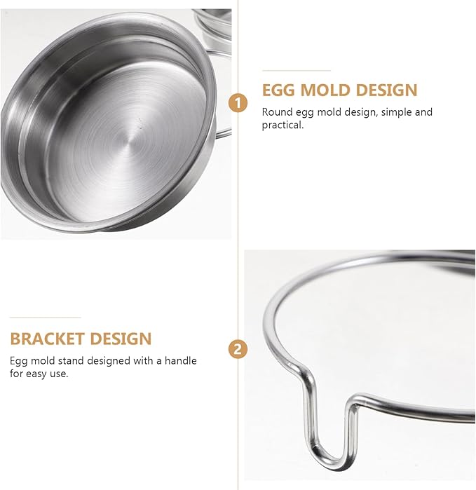Cabilock 2Pcs Stainless Steel Egg Poacher with Oil Brush Egg Mold Ring for Steaming and Boiling Kitchen Cooking Tool for Indoor Breakfast and Camping