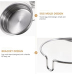 Cabilock 2Pcs Stainless Steel Egg Poacher with Oil Brush Egg Mold Ring for Steaming and Boiling Kitchen Cooking Tool for Indoor Breakfast and Camping