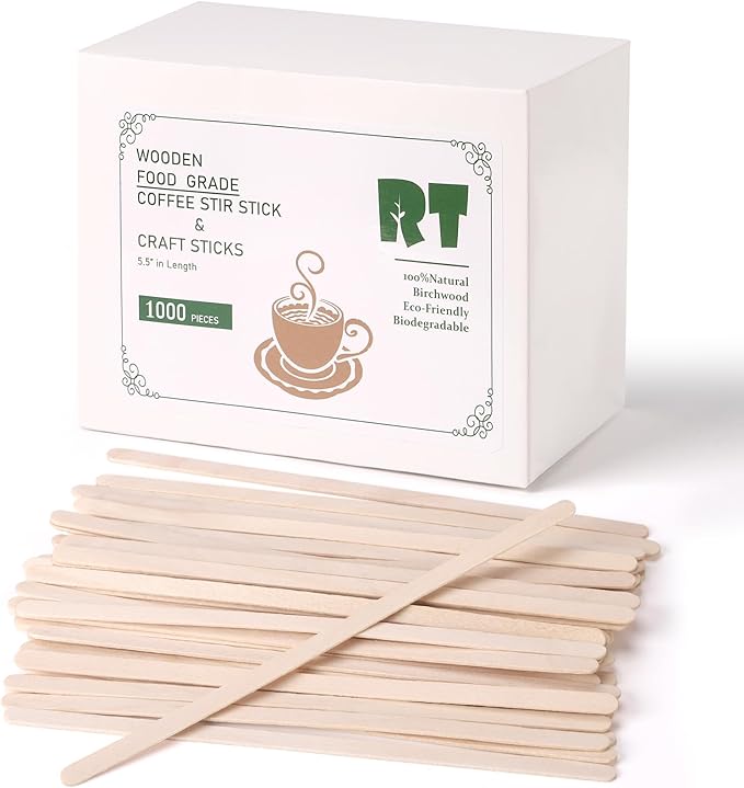 RT－Wooden coffee stirrer natural birch can be used for tea hot drinks and cold drinks the stirrer sticks 5.5"inch 1000 sticks packaging