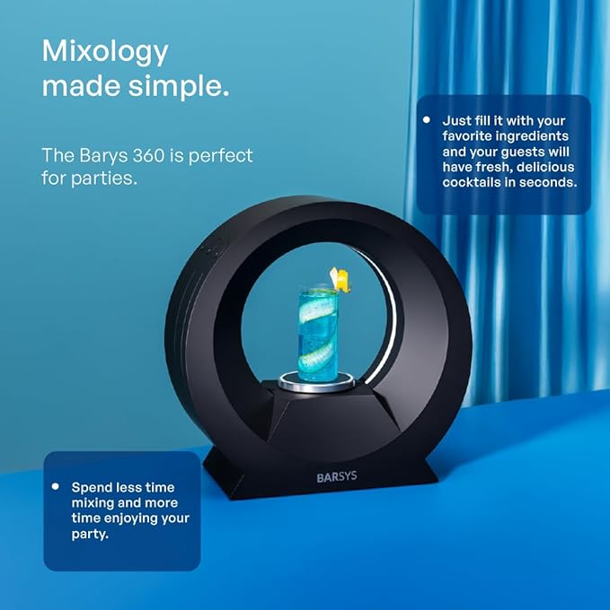 Barsys 360 Cocktail Maker Machine (Black) : Smart Margarita Machine & Home Bartender Drink Maker for Cocktails, Mixed Drinks, and Mocktails