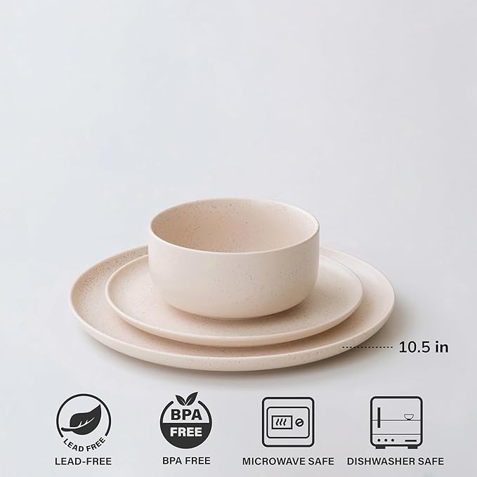 WENSHUO Dinner Plates Set of 6, Chip and Scratch Resistant (Oat Beige, 10.5 Inch)