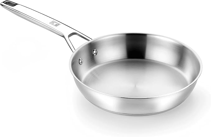 BRA COOKWARE Signature Frying Pan | 10.2 inches Professional Skillet | Stainless Steel Frypan | All Stovetop Compatible - Full Induction Skillet | PFOA Free | w/o Non-Stick Coating | Polished Finish