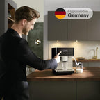 Miele CM 6360 MilkPerfection Automatic Coffee Machine - OneTouch for Two, AromaticSystem, 8 individual profiles, DoubleShot, WiFi-compatible, LED lighting, in Obsidian Black CleanSteel Metallic