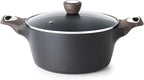 SENSARTE Nonstick Stock Pot with Lid, 2.6/4.5/6.6/8.5 QT Soup Pot Casserole Pot, Healthy Pasta Pot, Large Deep Cooking Pot, Big Sauce Pot Stew Pot, Induction Compatible, PFOA PFOS APEO Free, Black