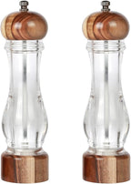 KKC HOME ACCENTS Wood Salt and Pepper Shakers,Wooden Salt and Pepper Grinder,Ceramic Core,Refillable,8 inch