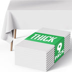 Pureegg Rectangle Table Cloth 60" x 84" – Durable Polyester Tablecloth Offers Reusable & Washable Protection, Ideal for Outdoor Party, Picnic, Wedding, Banquet and Birthday, 9 Pack, White