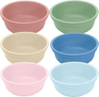 Re-Play Made in USA 20 Oz. Reusable Plastic Bowls, Pack of 6 - Dishwasher and Microwave Safe Bowls for Snacks, Cereals, and Everyday Dining - Durable Toddler Bowl Set 4.75" x 4.75" x 2", Meadow