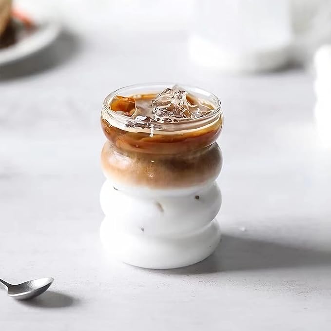 2 Pcs Drinking Glasses with Bamboo Lids and Glass Straw 14oz Glassware Set,Cocktail Glasses,Iced Coffee Glasses,Beer Glasses,Ideal for Water,Soda,Tea,Gift - with Cleaning Brushe