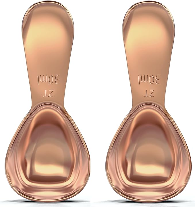 BALCI - Stainless Steel Coffee Scoop Set (2&2 Tablespoon, 30ml and 30ml) Exact Measuring Spoons for Coffee, Tea, Sugar, Flour and More! - Rose Gold …