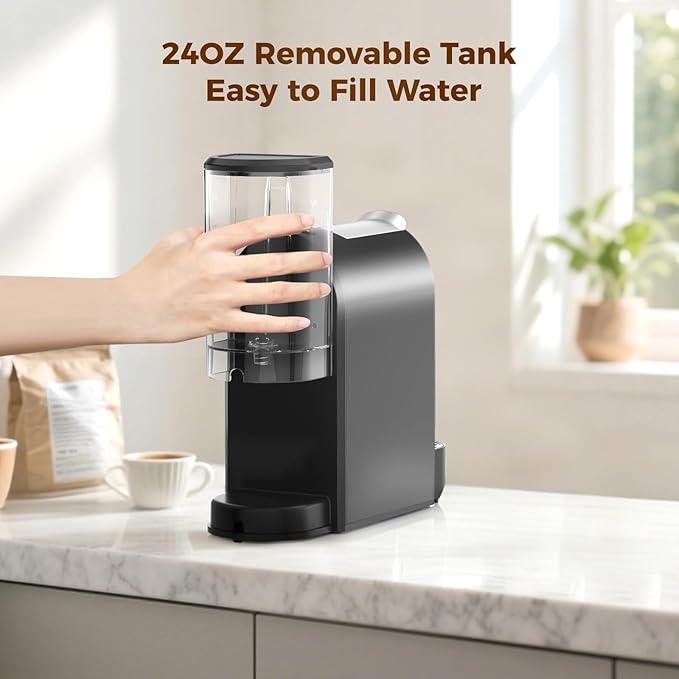 CHULUX Mini Espresso Machine, 20 Bar Single Cup Coffee Maker, Dual Brew Modes for Espresso and Lungo, 1400W Fast Brewing, Mystic Black (Upgrade Model)